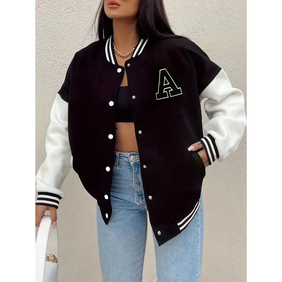 Amber Varsity Jacket | Dames Bomberjack met Retro Letterpatch