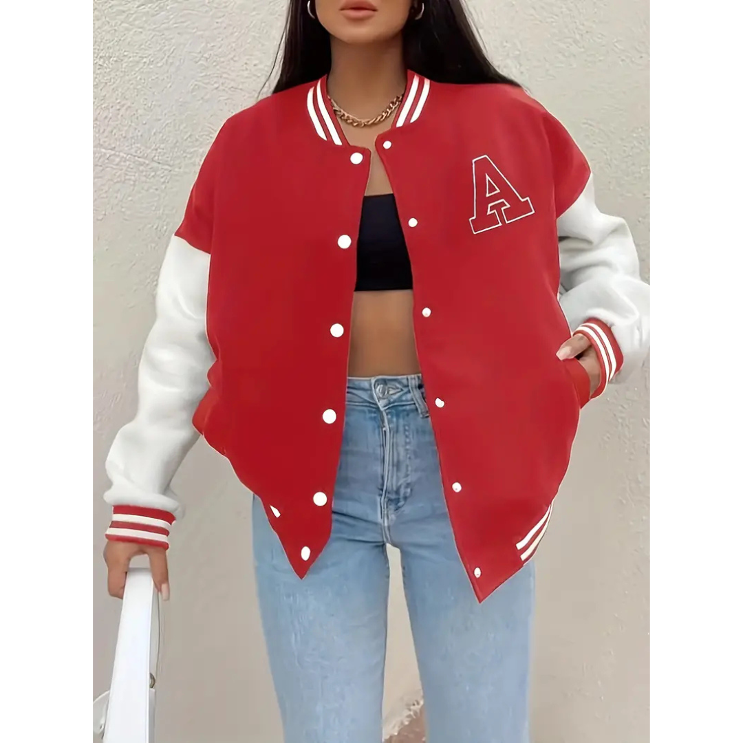 Amber Varsity Jacket | Dames Bomberjack met Retro Letterpatch