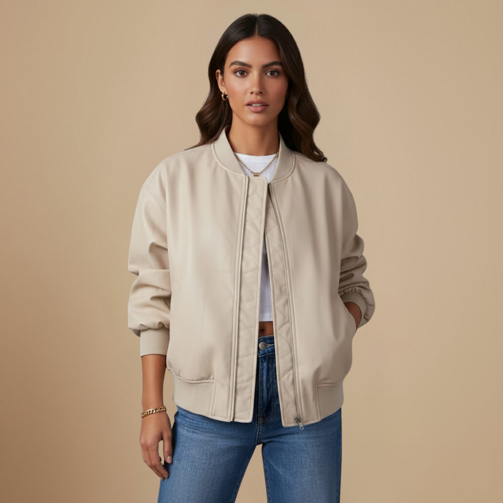 Leren bomberjack dames – Bruin, Beige of Zwart – Maison Liore
