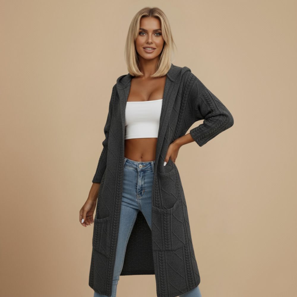 Lang Gebreid Vest met Capuchon voor Dames – Maison Lioré