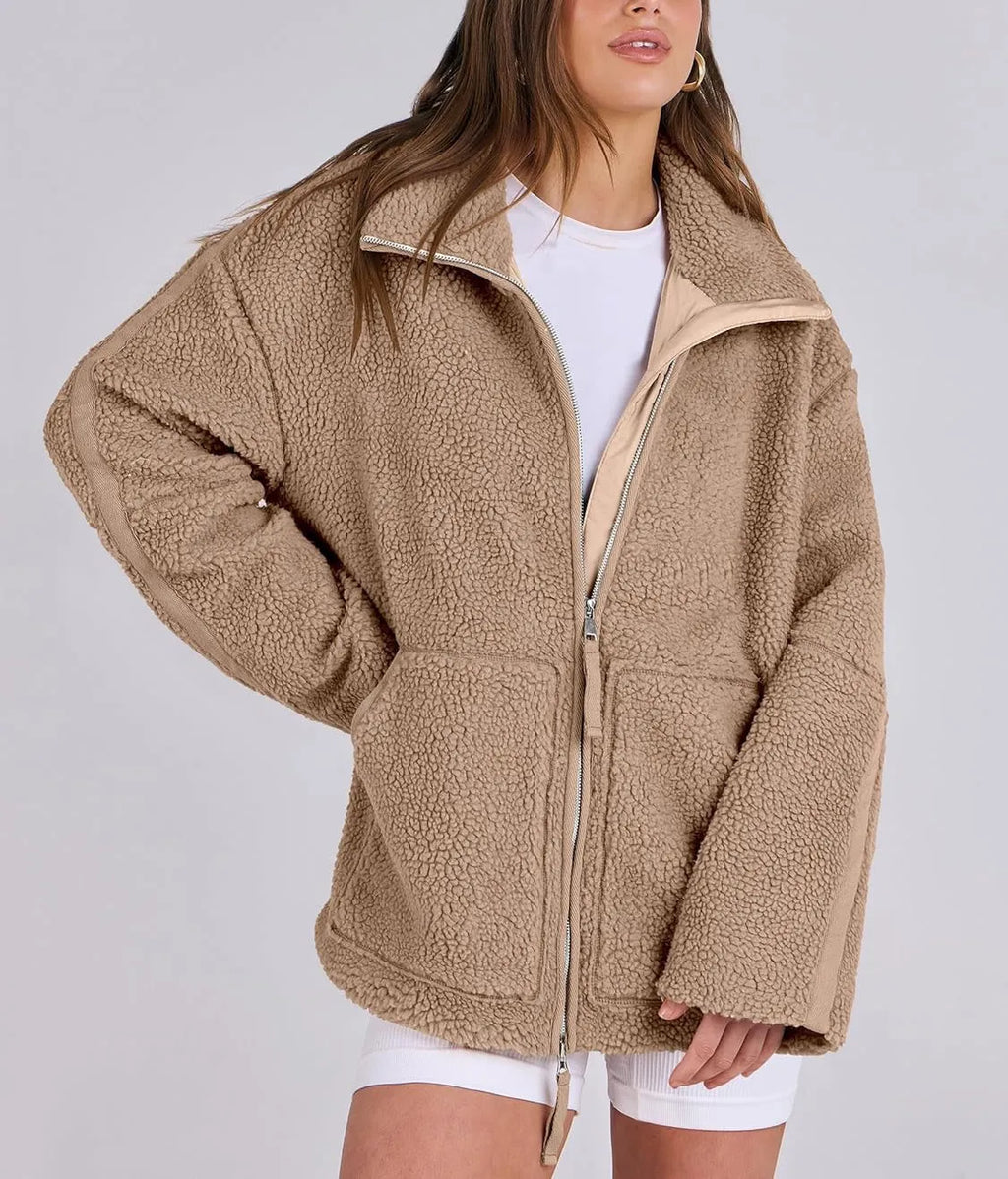 Teddy Pufferjack Dames | Warme Oversized Jas van Zachte Fleece