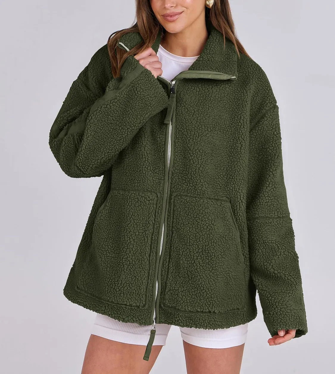 Teddy Pufferjack Dames | Warme Oversized Jas van Zachte Fleece