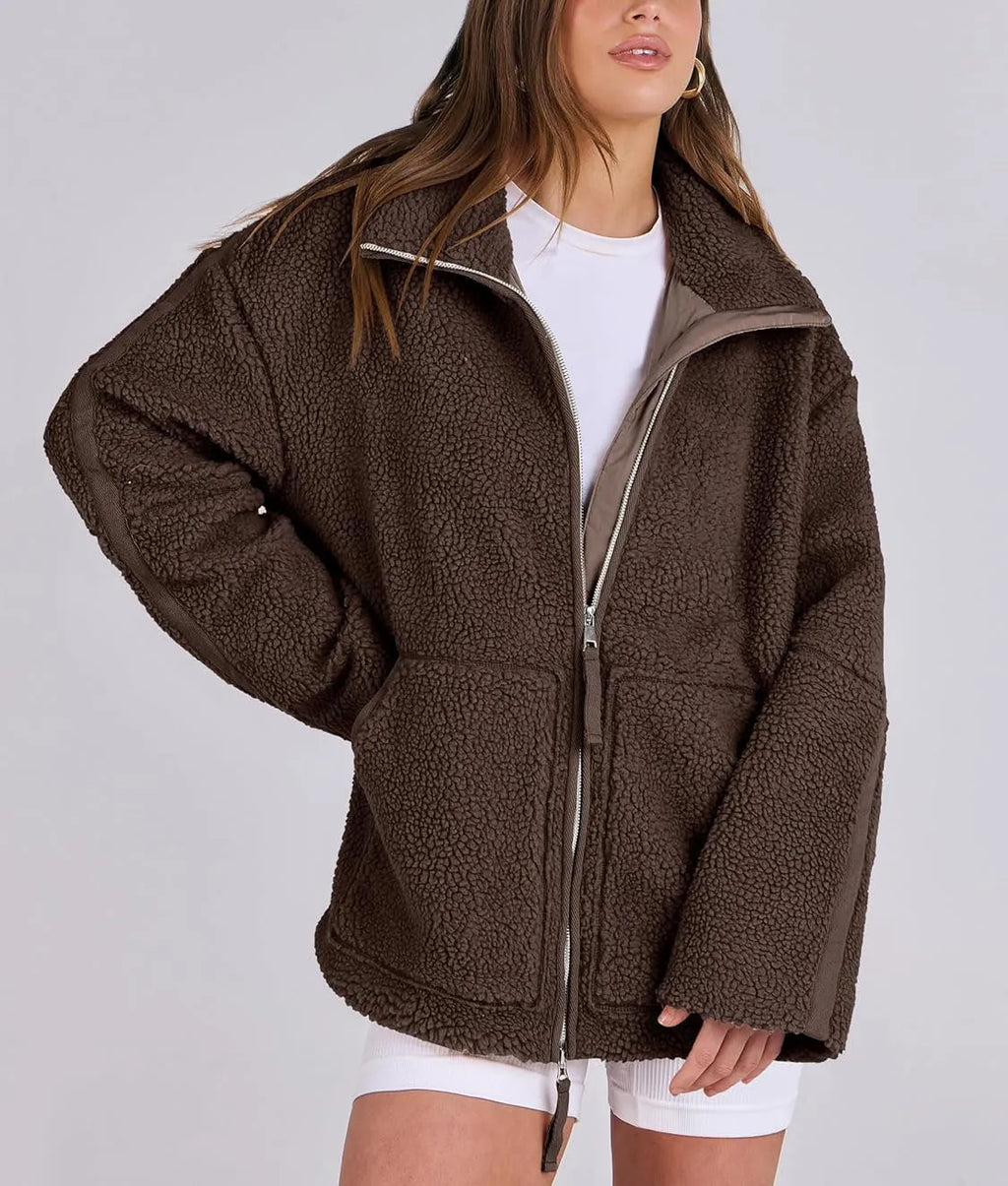 Teddy Pufferjack Dames | Warme Oversized Jas van Zachte Fleece