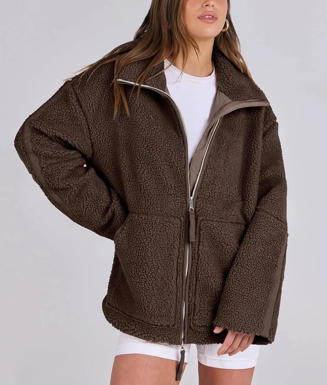 Teddy Pufferjack Dames | Warme Oversized Jas van Zachte Fleece