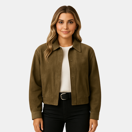 Amber Elegante Suède Bomberjas Voor Dames