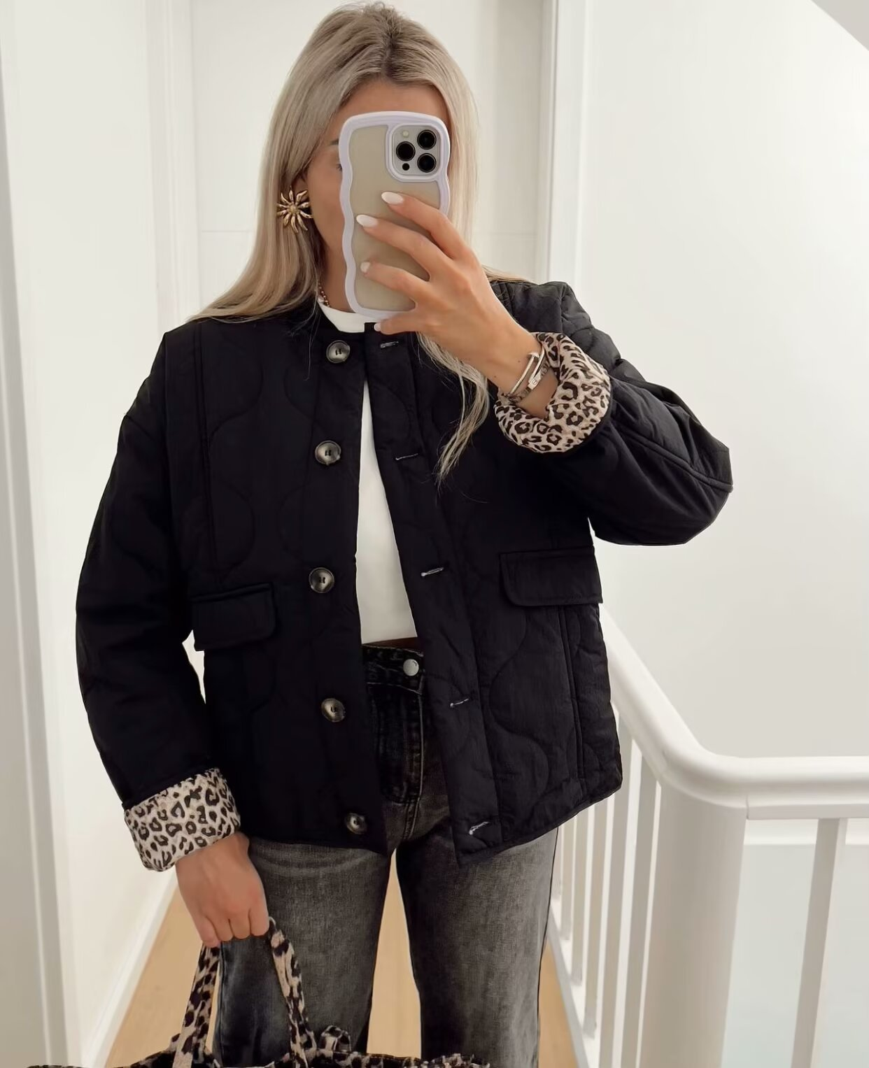 Quilted Truckerjack Dames | Stoere Jas in Zwart, Beige & Olijfgroen