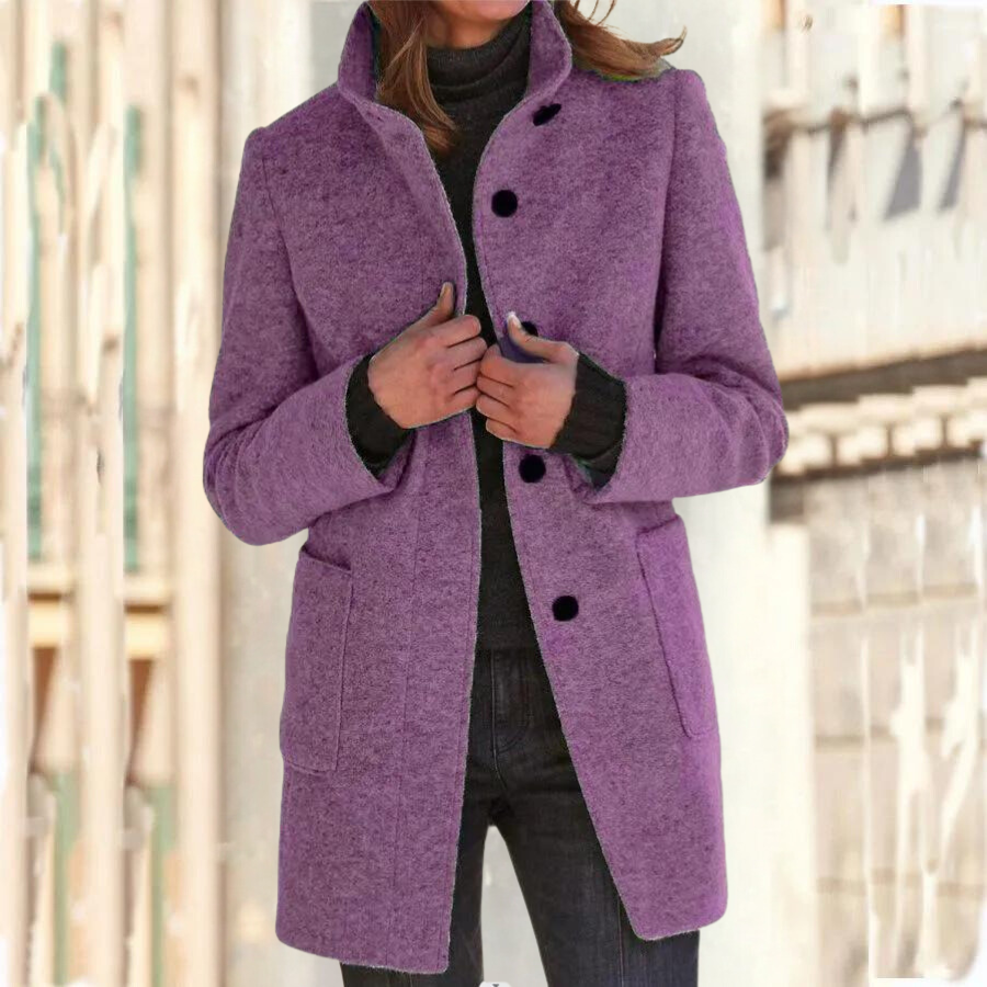 Elena Wool Coat | Klassieke Dames Winterjas van Wolmix in Donkergrijs