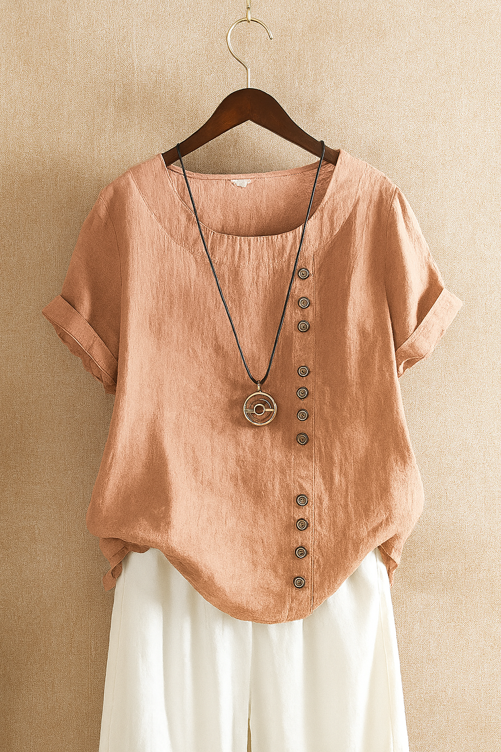 Linnen Blouse Dames met Korte Mouwen