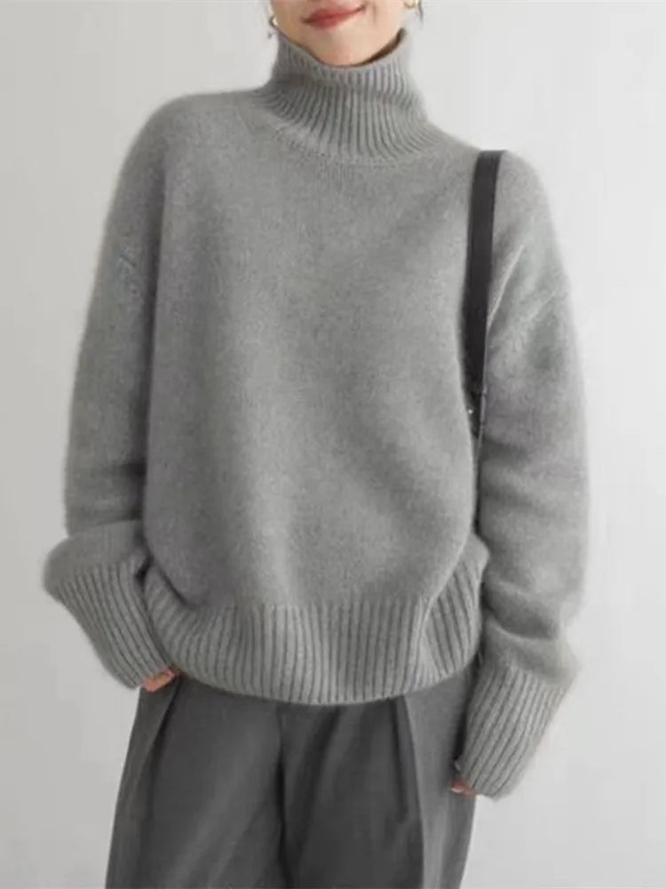 Maison Lioré Léna | Oversized Dames Coltrui met Zachte Knit en Hoge Kraag