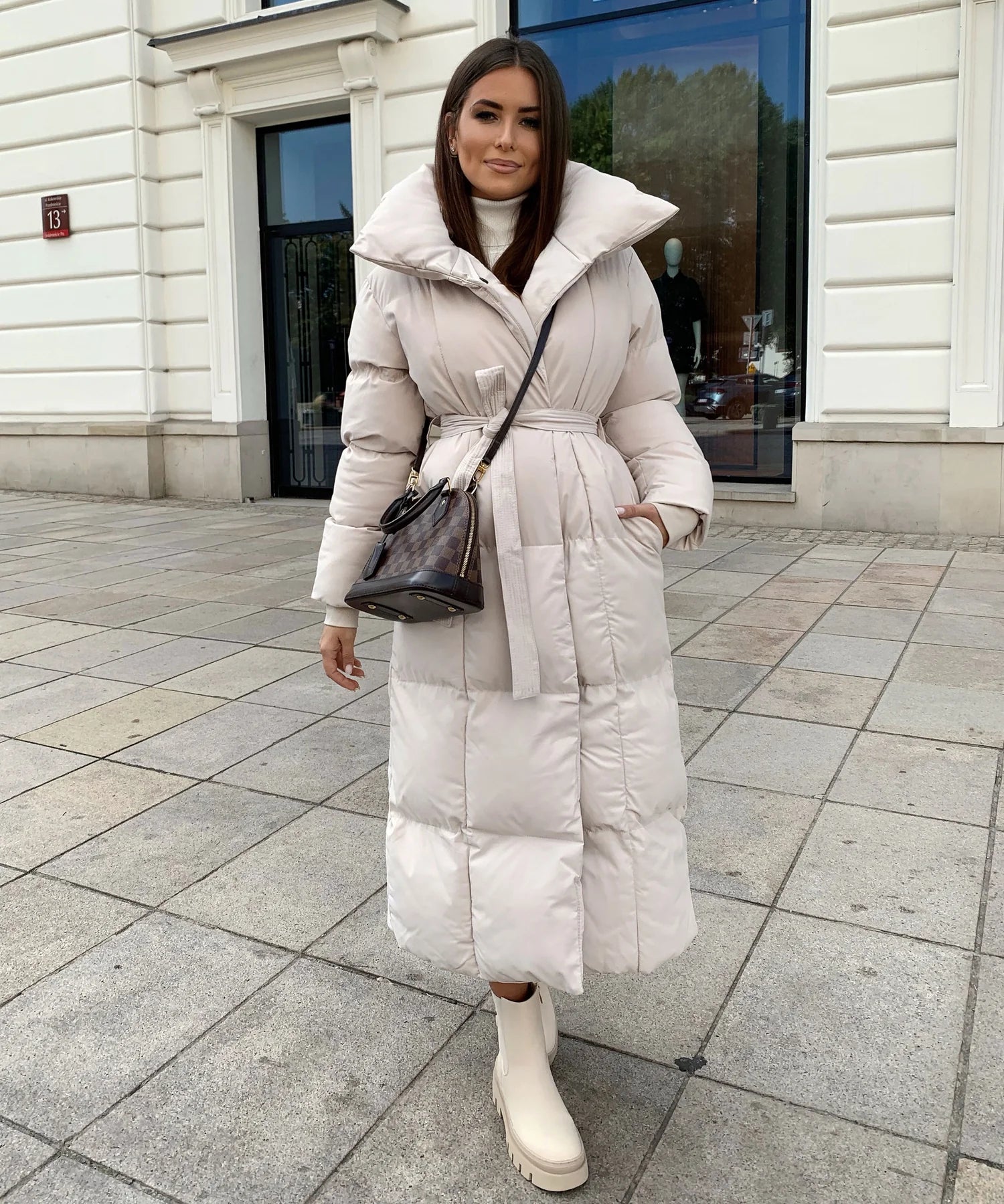 Elena Long Puffer Coat | Lange Dames Winterjas met Capuchon en Warme Voering