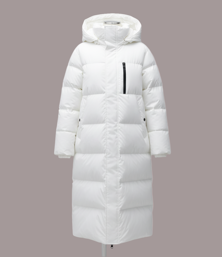 Lange Gewatteerde Winterjas met Capuchon & Ritszakken | Maison Liore