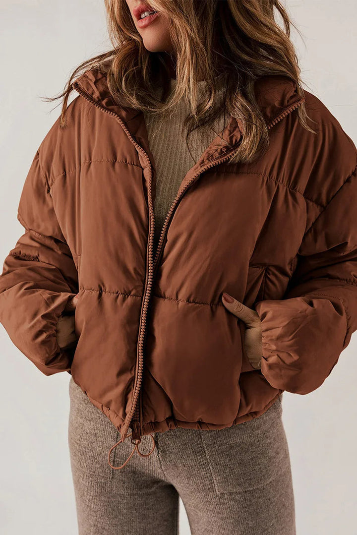 Sienna Puffer Jacket | Korte Dames Winterjas met Warme Voering en Hoge Kraag