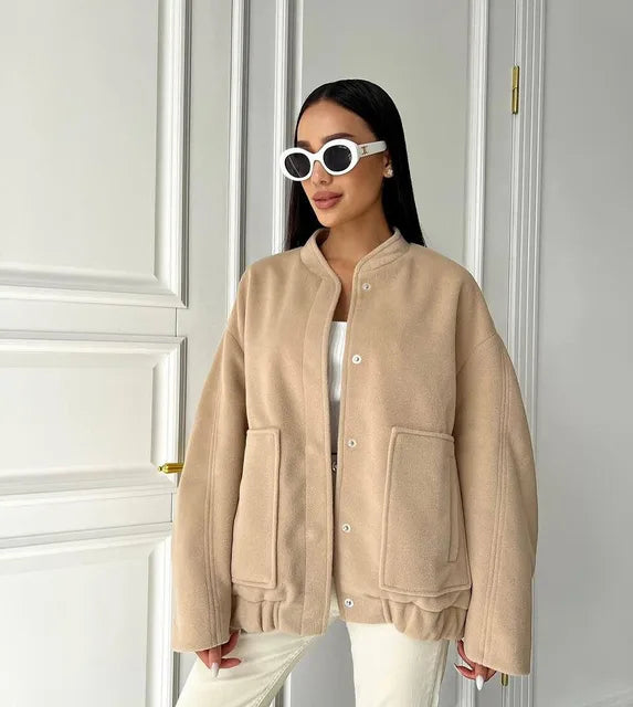 Oversized bomberjack met rits & steekzakken – Maison Liore