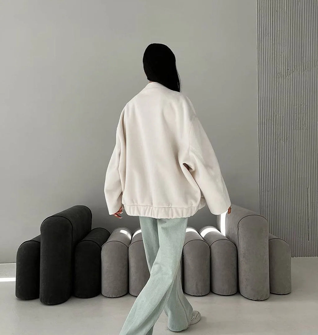 Oversized bomberjack met rits & steekzakken – Maison Liore