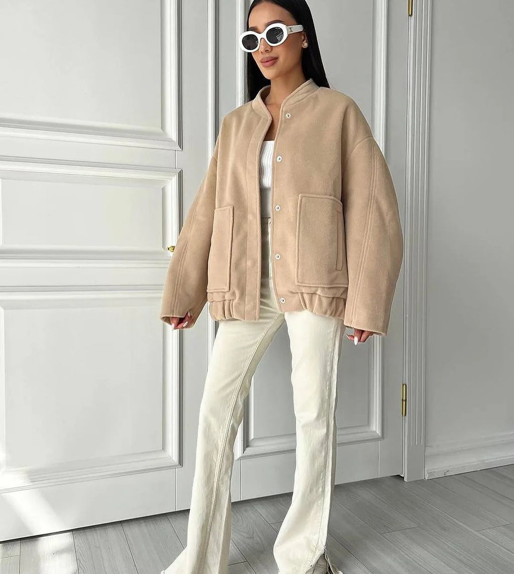 Oversized bomberjack met rits & steekzakken – Maison Liore