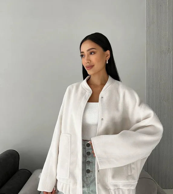 Oversized bomberjack met rits & steekzakken – Maison Liore