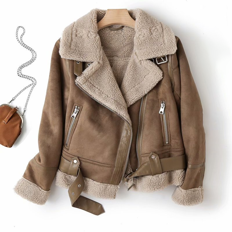 Noa Aviator Jacket | Dames Bikerjas met Teddy Voering in Zwart of Camel