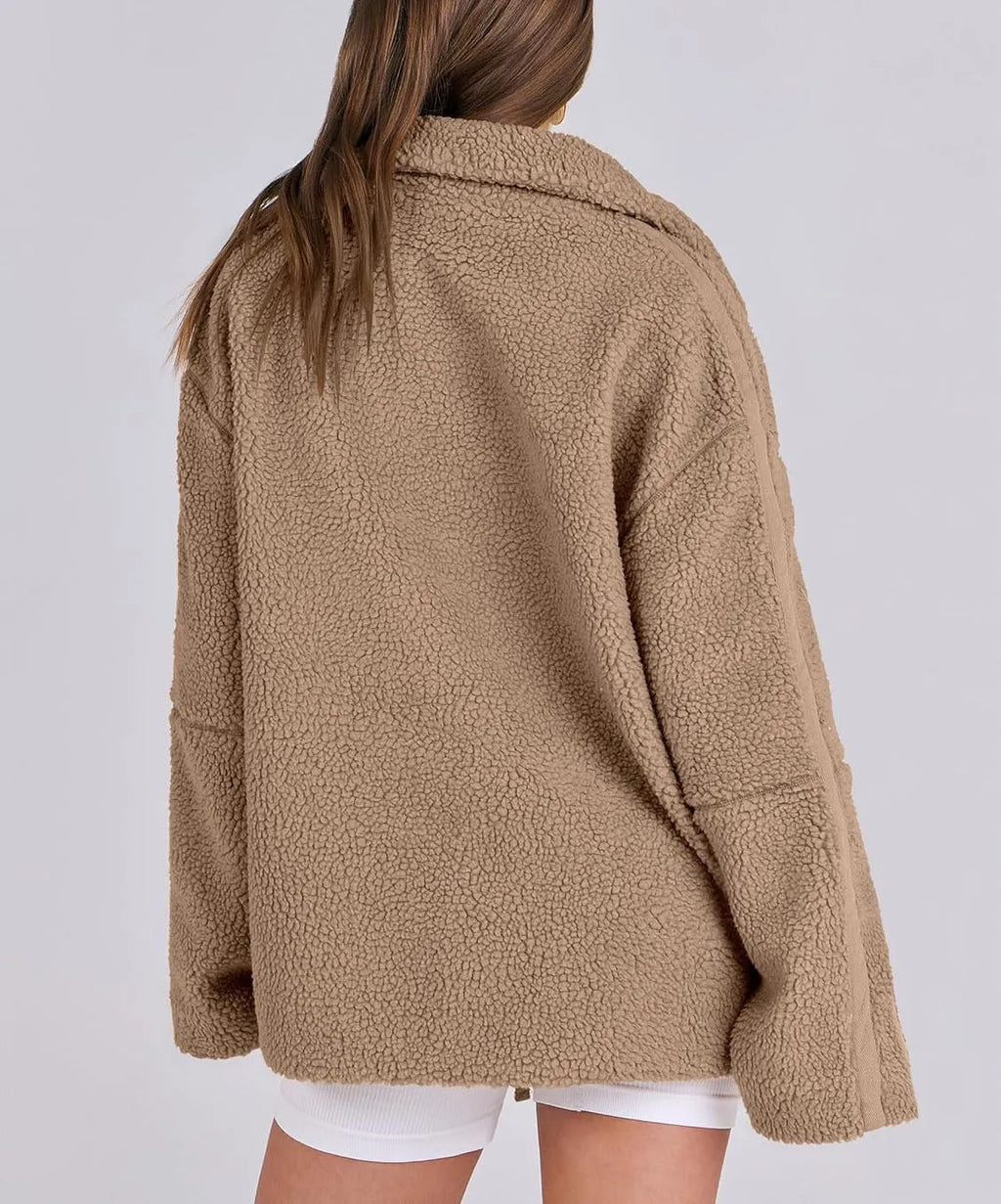 Teddy Pufferjack Dames | Warme Oversized Jas van Zachte Fleece