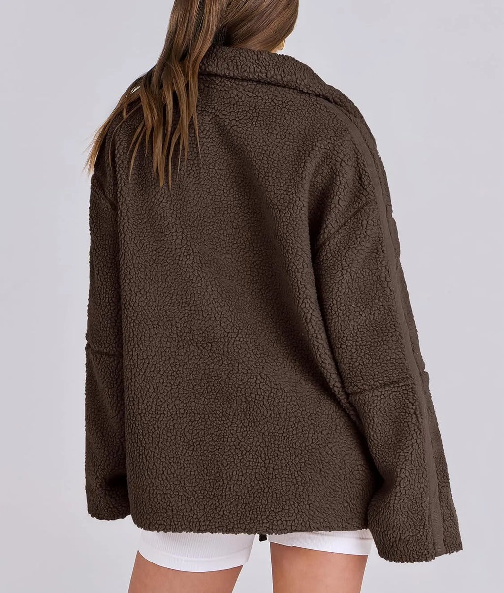 Teddy Pufferjack Dames | Warme Oversized Jas van Zachte Fleece