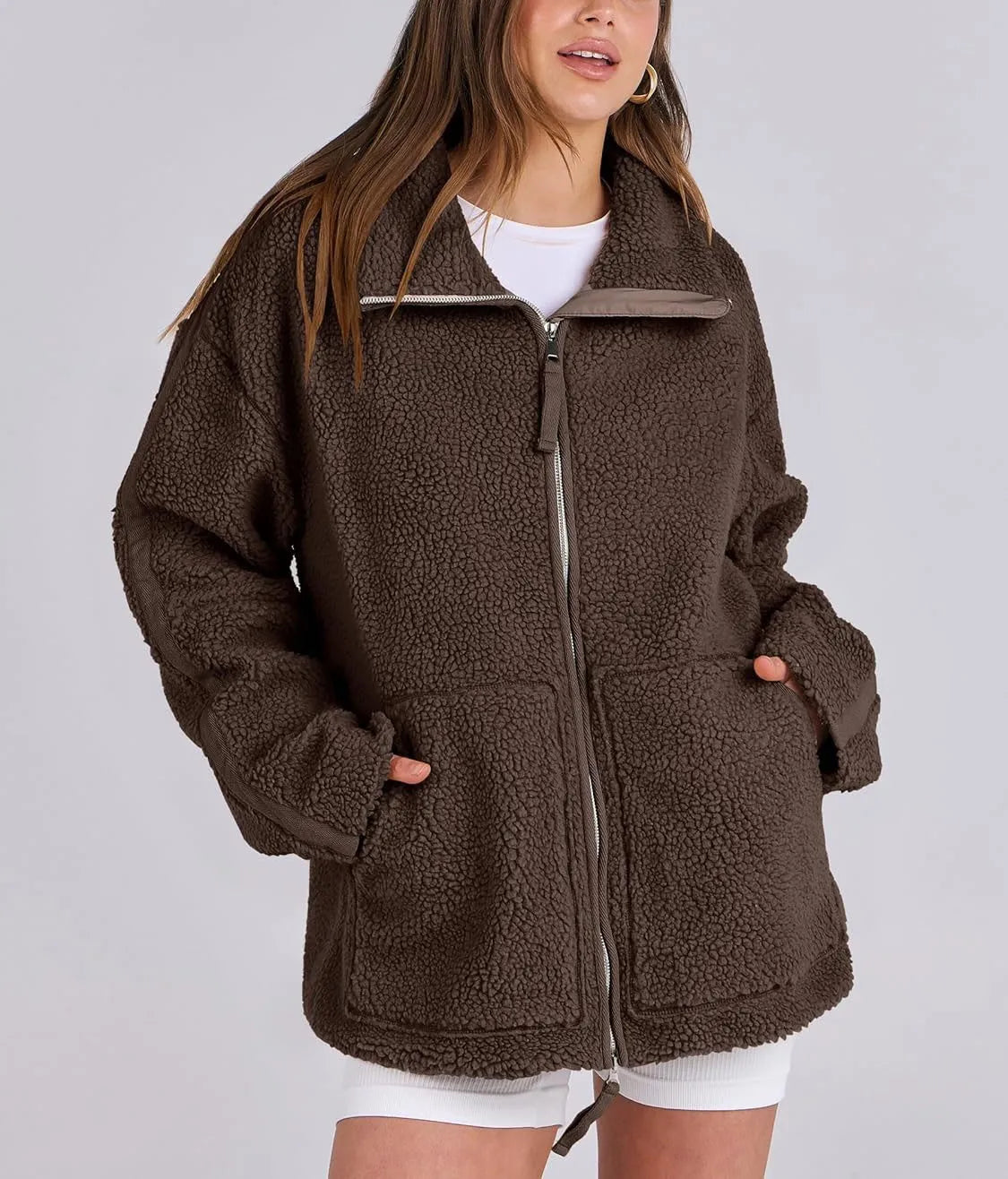 Teddy Pufferjack Dames | Warme Oversized Jas van Zachte Fleece