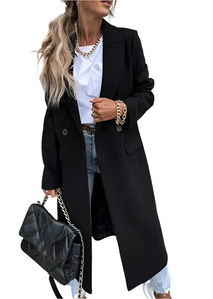 Lange Dames Jas Met Revers | Klassieke Winter Overjas