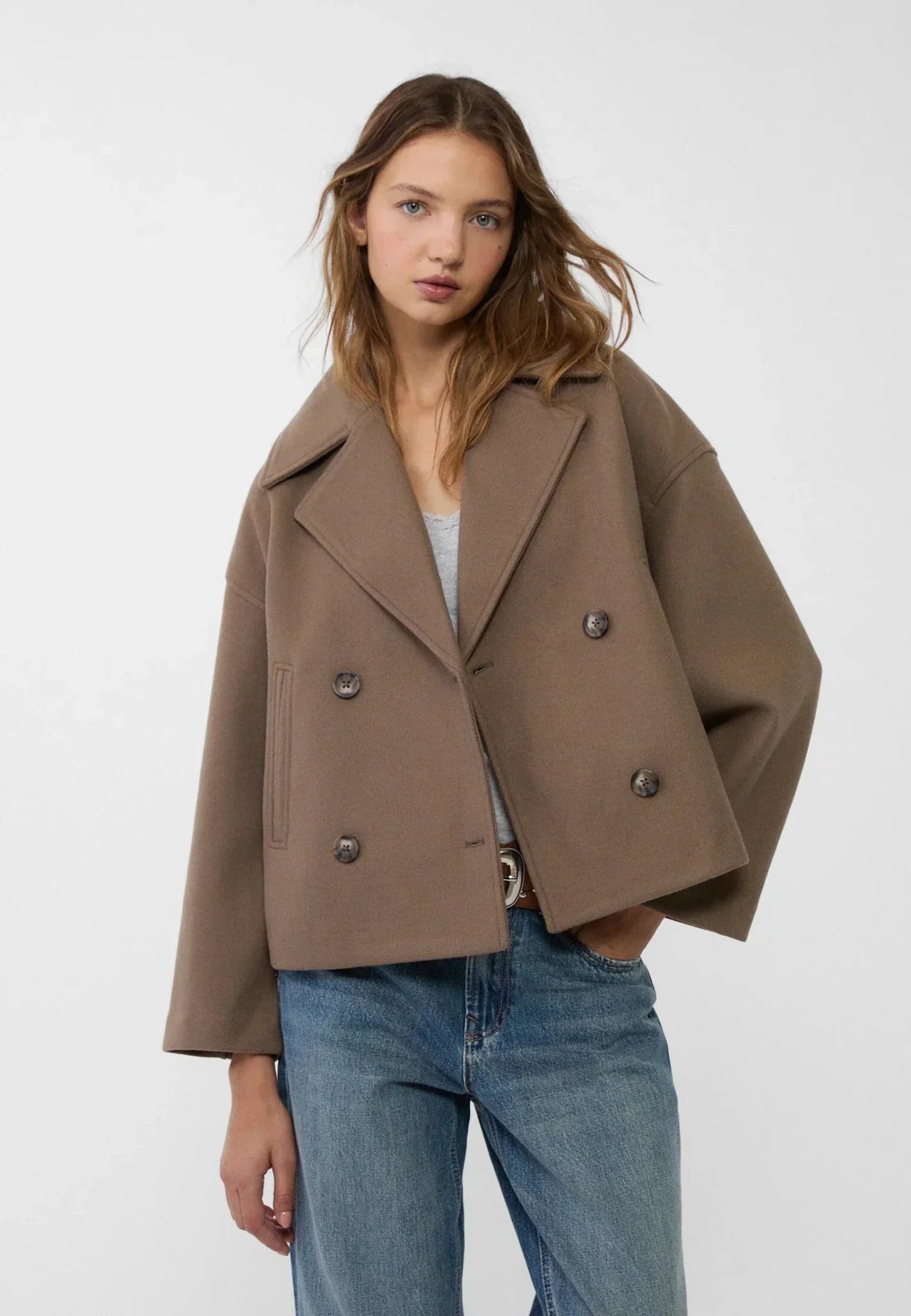 Peacoat Dames | Korte Jas met Dubbele Knopen en Kraag