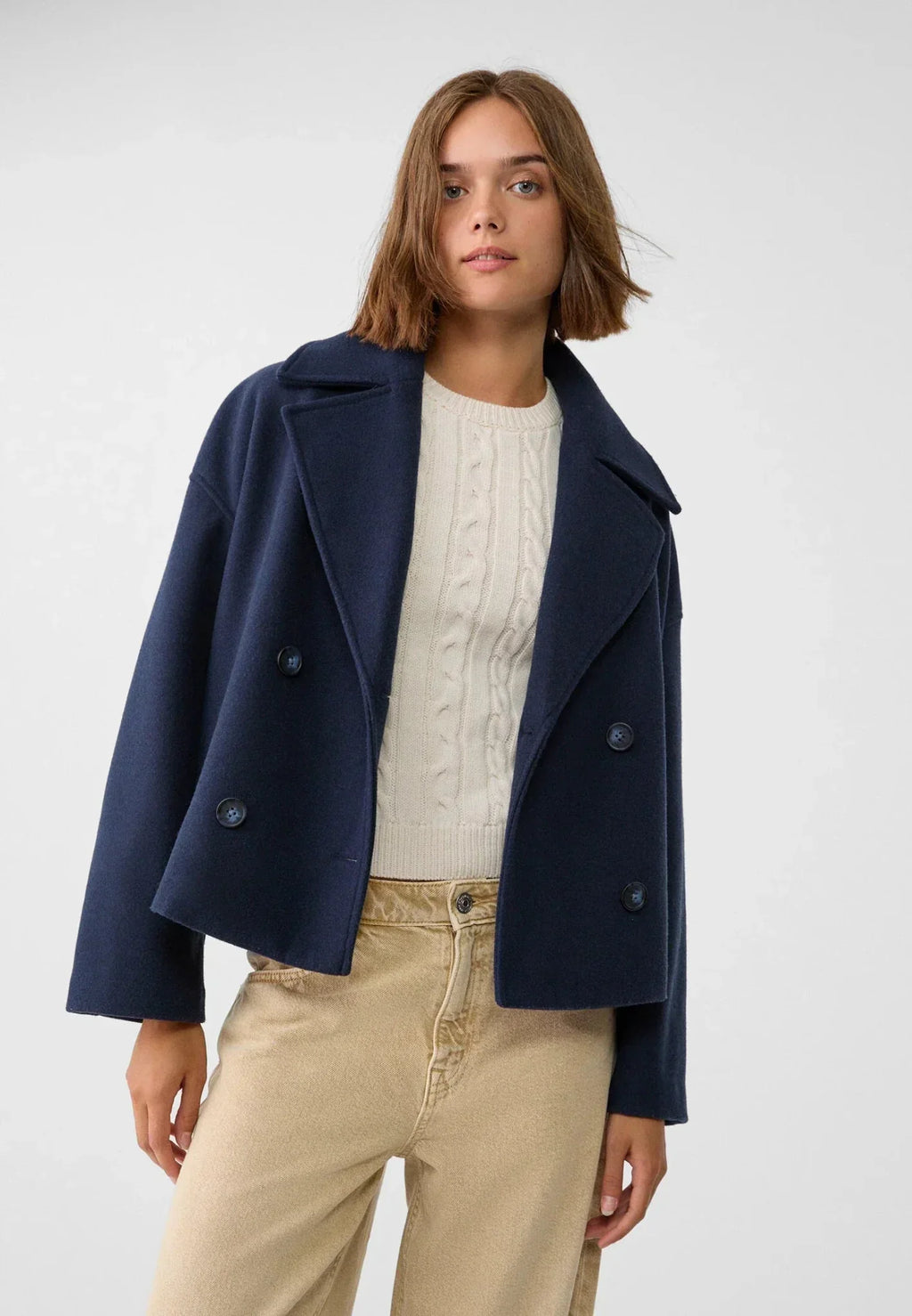 Peacoat Dames | Korte Jas met Dubbele Knopen en Kraag